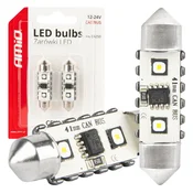 shumee LED CANBUS Festoon žarnice C5W 2SMD 3838 41mm bela 12V 24V AMIO-04250