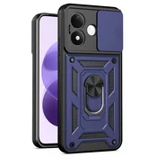Oklepni ovitek MaX-Armor z obročem, kovinsko ploščico in zaščito zadnjih kamer za Xiaomi Redmi Note 17 4G/5G - blue
