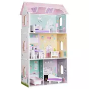 ECO TOYS Drvena kućica za lutke Blueberry Residence, Šarena