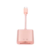 INF Type-C dvojni čitalec kartic (SD+TF) 15M/s, ABS, za MacBook in iPad Pink, (5000282777)