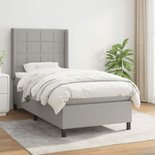 Greatstore Box spring postelja z vzmetnico svetlo siv 100x200 cm blago