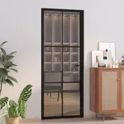 Vidaxl vidaXL Notranja vrata, 83 x 201,5 cm, črna, ESG steklo in aluminij