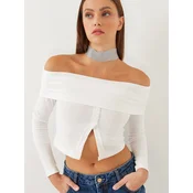 Bianco Lucci Ženska bluza dugih rukava 60351007, Brod izrez, Bela