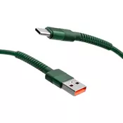 mobilNET pleten kabel USB na Type-C 2M 3A, zelen