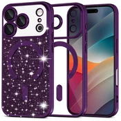 TPU gel maskica Techsuit Luxury Glitter MagSafe za iPhone 17 Pro - deep purple