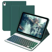 GOOJODOQ ovitek z osvetljeno tipkovnico za iPad 10. gen. 10,9 (2022) – zelen