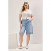 Trendyol Curve Light Blue High Waist Straight Fit Denim Plus Size Shorts