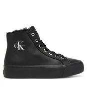 Calvin Klein Superge Vulc Flatf Mid Laceup Lth Fur HW0HW03234 Črna