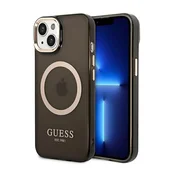 Guess Etui Guess Gold Outline Translucent MagSafe za iPhone 14 - črno