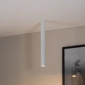 EMIBIG LIGHTING Stropni žaromet Tecno 1XL, jeklo, GU10, višina 60 cm, bela - Dnevna soba/jedilnica - Sodobni - Kovina