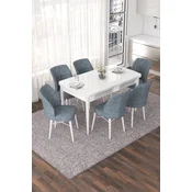 Hanah Home Set Trpezarijski sto i 6 stolica Nef, Sivo-beli