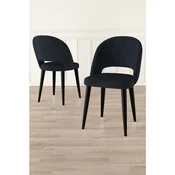 Hanah Home set trpezarijskih stolica Pane 6 kom, antracit tkanina Babyface, crne metalne noge