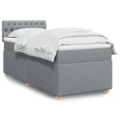 Vidaxl Box spring postelja z vzmetnico svetlo siva 90x200 cm blago