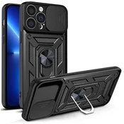 HURTEL Hybrid Armor Camshield etui iPhone 13 Pro Max pancerny pokrowiec z osłonš na aparat czarne