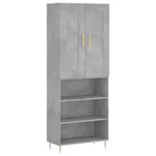 Vidaxl Visoka komoda betonsko siva 69,5x34x180 cm inženirski les