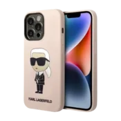 Karl Lagerfeld Ovitek Karl Lagerfeld Icon - silicone pink za iPhone 14 Pro (KLHCP14LSNIKBCP)