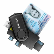 AXAGON Žepni bralnik pametnih kartic USB-C (eCitizen) / SD,MicroSD,SmartCard,SIM/ CRE-SMP2A / USB 2.0