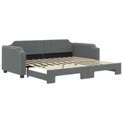 Vidaxl Izvlečna dnevna postelja temno siva 90x200 cm blago