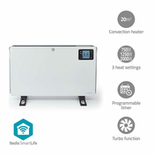 Nedis SmartLife Convection Heater | Wi-Fi | 2000 W | 3 Heat Settings | LCD | 5 - 37 °C | Adjustable Thermostat | White