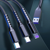 Kabel za punjenje i prijenos podataka Trinity s podržavanjem za 66W 5A brzo punjenje - 1.2m - metallic black