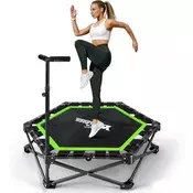 Nettlife NETTLIFE Zložljiv notranji trampolin - Mini fitnes trampolin z nastavljivim ročajem - Nosilnost 150 kg - O 89 cm - Za odrasle in otroke - Dom, (5000227705)