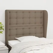 Vidaxl vidaXL Vzglavje postelje s krilci, sivo-rjavo, 83x23x118/128 cm, blago