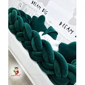 Bubamara037 Set za krevetac sa ogradicom od pletenica, sa lastišom, Tamno zeleno-Beli