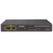 PLANET IPv4/IPv6 Managed 8-Port 10/100/1000Mbps + 2-Port 100/1000X SFP Gigabit Desktop Ethernet switch (POE PD, External PWR) (GSD-1002M)