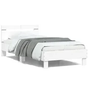 shumee vidaXL Posteljni okvir z vzglavjem bel 100x200 cm