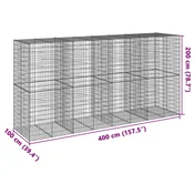 Gabionska košara s poklopcem 400x100x200 cm pocincano željezo