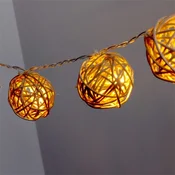 Iris sferična pletena od ratana, 1,5 m, topla bijela, 10 LED lampica, 3xAA baterijska lančana rasvjeta, lagana dekoracija 102-01