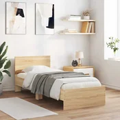 vidaXL Posteljni okvir z LED Sonoma hrast 80 x 200 cm Inženirski les
