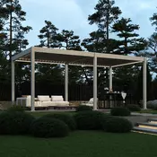Bioklimatska pergola Antares — Samostoječa/3 x 6/Ivory krem/Električni motor in LED luči