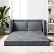 vidaXL Talni raztegljiv kavč 2 v 1 temno siv 122x204x55 cm žamet
