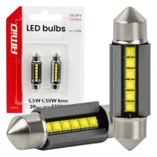 AMIO LED CANBUS žarnice 39MM 2525 6SMD bele 12V 24V -05008