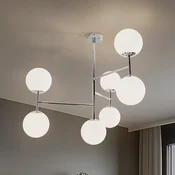 Domiluce Stropna svetilka Korek, krom/bela, steklo, 75 cm, 7-svetilna, E14 - Dnevna soba/jedilnica - Sodobni - bel, krom