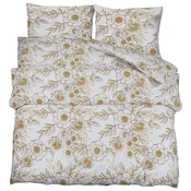 Set posteljine za poplun bijelo-smedi 140 x 200 cm pamucni