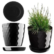 KADAX Plastični cvetlični lonec s stojalom, 20 cm, črn