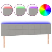 Vidaxl LED posteljno vzglavje svetlo sivo 160x5x78/88 cm blago