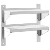 Vidaxl Stenska polica 2-nadstropna 50x23,5x48 cm srebrna nerj. jeklo
