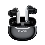 AWEI T50 Bluetooth slušalice, stereo, v5.3, poništavanje buke + futrola za punjenje, CRNA / BIJELA