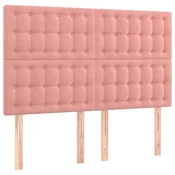 Vidaxl Vzglavje postelje roza 144x5x118/128 cm žamet