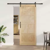 vidaXL Drsna vrata ORKDAL Naravna in črna 86 x 211 cm Trdna borovina