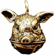 Generic Brass Pig Head Bell Pendant, Metal Lucky Bell Crafts Car Keychain Pendant to Ward Off Evil in Car Jewelry Collection, (21066453)