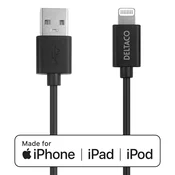 DELTACO Lightning kabel, 1m, Apple C189 cipset, MFi, FSC-oznaceno pakiranje, crno