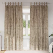 vidaXL žametne zavese 2 kosa s očesi Šampanjec 260x140 cm