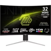 MSI MAG 325CQRXF E2 monitor, WQHD, VA, 240 Hz, zakrivljeni, crni