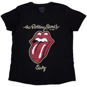 The Rolling Stones Sixty Plastered Tongue (Suede Flock Print) Black M Ženske Majica
