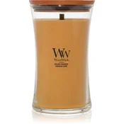 Woodwick Opulent Wood Golden Bourbon dišeča sveča z lesenim stenjem (hearthwick) 609.5 g