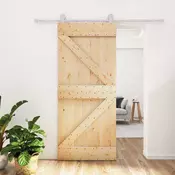 vidaXL Drsna vrata Naravna in bela 90 x 210 cm Trdna borovina